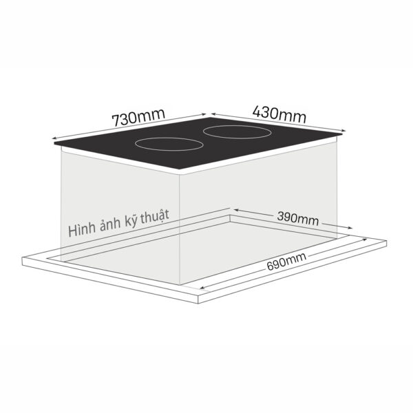 Bản vẽ kích thước Bếp từ đôi BLUEGER B300PRO