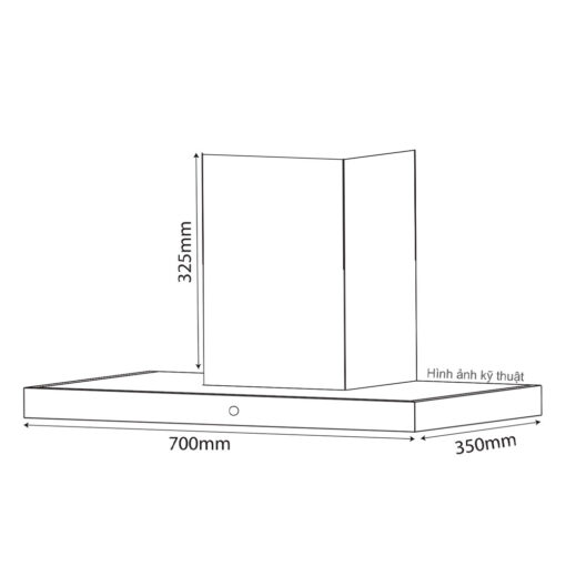 Bản vẽ kích thước Máy hút mùi BLUEGER BT350M 70cm chữ T