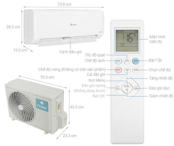 Bản vẽ kĩ thuật Điều Hòa Casper Inverter TC-09IS35 9000Btu 1 Chiều