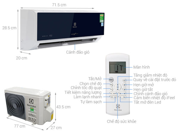 Bản vẽ kĩ thuật Điều Hòa Electrolux Inverter ESV09CRO-D1 9000Btu 1 Chiều