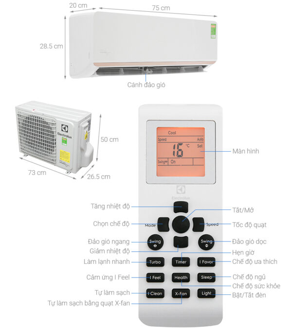 Bản vẽ kĩ thuật Điều Hòa Electrolux Inverter ESV09CRR-C6 9000Btu 1 Chiều