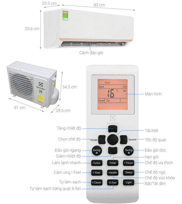Bản vẽ kĩ thuật Điều Hòa Electrolux Inverter ESV12CRR-C2 12000Btu 1 Chiều
