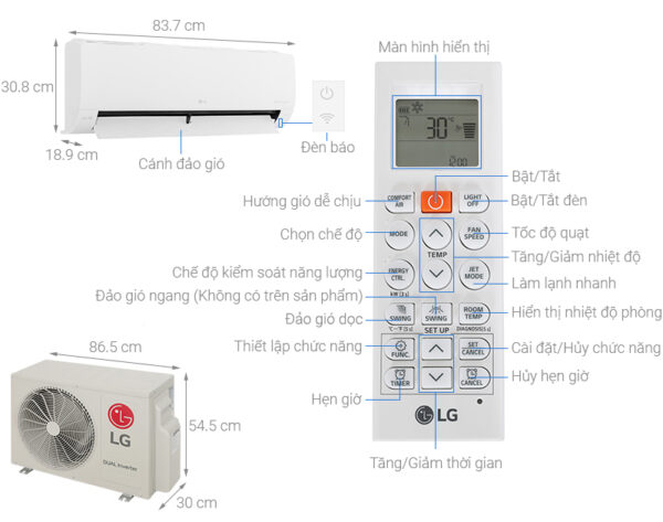 Bản vẽ kĩ thuật Điều Hòa LG Inverter V18WIN1 18000BTU 1 Chiều