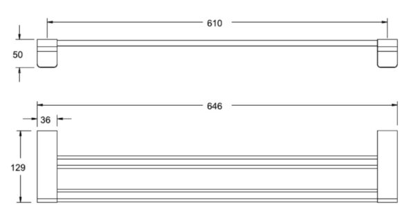 Bản vẽ kỹ thuật Thanh treo khăn American Standard WF-1394BHG