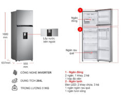 Bản vẽ kỹ thuật Tủ Lạnh LG Inverter GV-D262PS 2 Cánh 264 Lít