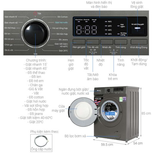 thong so ky thuat May giat Casper WF 9VG1 9Kg long ngang inverter