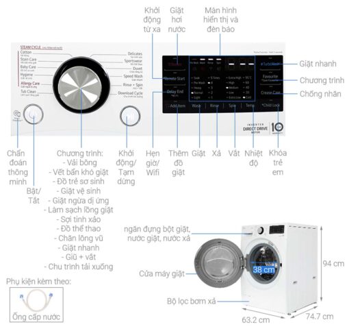 thong so ky thuat May giat LG F2515STGW 15Kg long ngang inverter