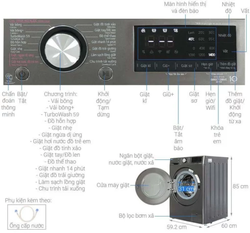 thong so ky thuat May giat LG FV1410S4B 10Kg long ngang inverter