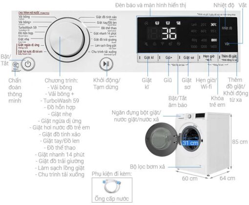 thong so ky thuat May giat LG FV1413S4W 13Kg long ngang inverter
