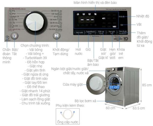 thong so ky thuat May giat LG FV1414S3P 14Kg long ngang inverter