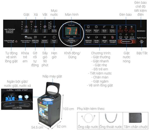 thong so ky thuat May giat Panasonic NA FD95V1BRV 9.5Kg long dung inverter