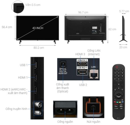 thong so ky thuat Tivi LG 43NANO81TSA 43 inch 4K NanoCell Smart