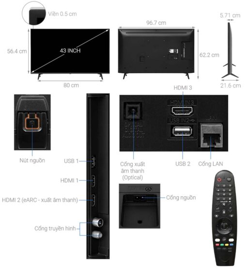 thong so ky thuat Tivi LG 43UQ8000PSC 43 inch 4K LED Smart