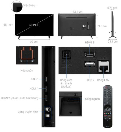 thong so ky thuat Tivi LG 50UQ8000PSC 50 inch 4K LED Smart