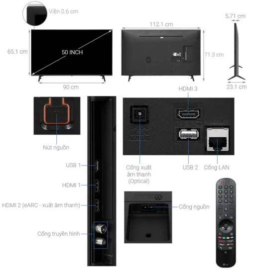 thong so ky thuat Tivi LG 50UQ8000PSC 50 inch 4K LED Smart