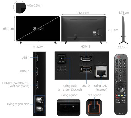 thong so ky thuat Tivi LG 50UT8050PSB 50 inch 4K LED Smart