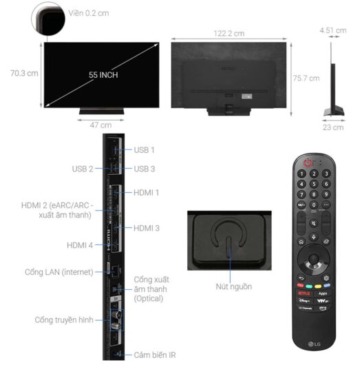 thong so ky thuat Tivi LG 55C4PSA 55 inch 4K OLED Smart