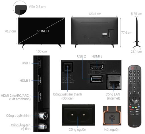 thong so ky thuat Tivi LG 55UT8050PSB 55 inch 4K LED Smart