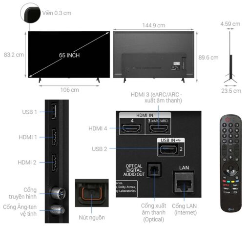 thong so ky thuat Tivi LG 65B4PSA 65 inch 4K OLED Smart
