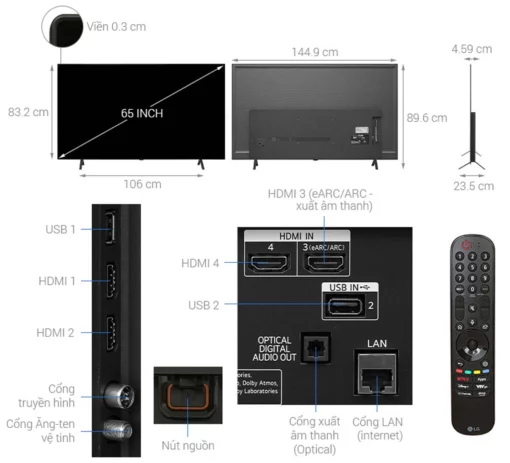 thong so ky thuat Tivi LG 65B4PSA 65 inch 4K OLED Smart