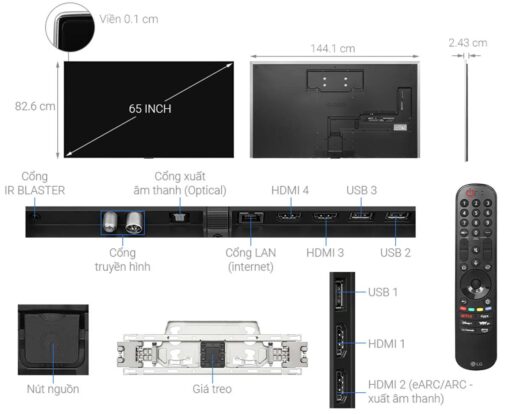 thong so ky thuat Tivi LG 65G4PSA 65 inch 4K OLED Smart