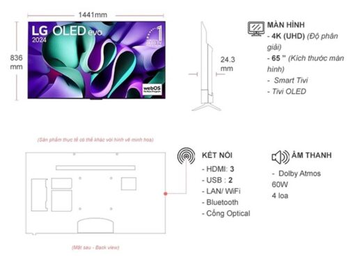 thong so ky thuat Tivi LG 65M4PSA 65 inch 4K OLED Smart
