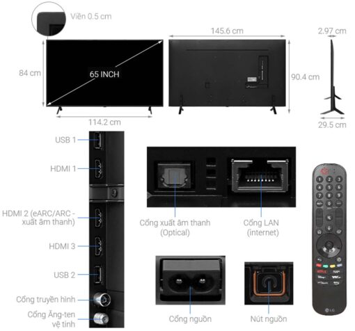 thong so ky thuat Tivi LG 65QNED80TSA 65 inch 4K QNED Smart