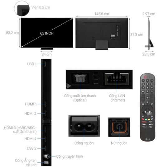 thong so ky thuat Tivi LG 65QNED86TSA 65 inch 4K QNED Smart