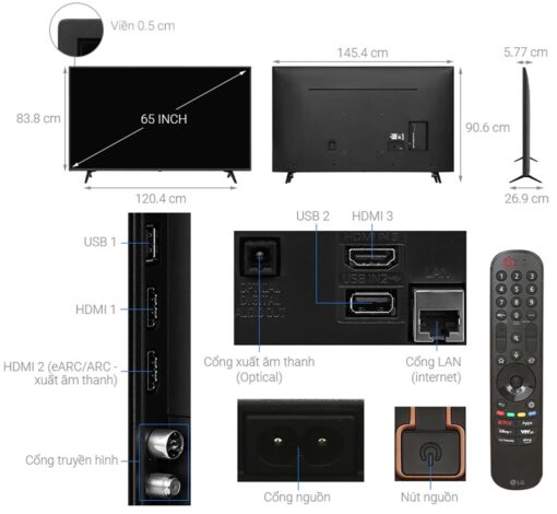 thong so ky thuat Tivi LG 65UT8050PSB 65 inch 4K LED Smart