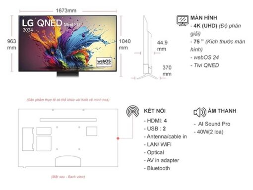 thong so ky thuat Tivi LG 75QNED91TSA 75 inch 4K QNED Smart