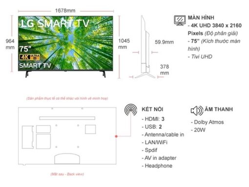 thong so ky thuat Tivi LG 75UQ8000PSC 75 inch 4K LED Smart