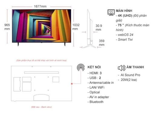 thong so ky thuat Tivi LG 75UT9050PSB 75 inch 4K LED Smart