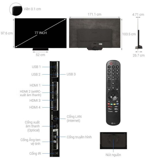 thong so ky thuat Tivi LG 77C4PSA 77 inch 4K OLED Smart