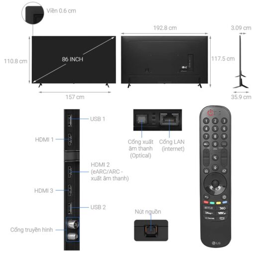 thong so ky thuat Tivi LG 86QNED80TSA 86 inch 4K QNED Smart