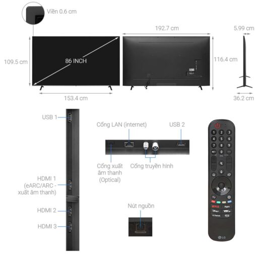 thong so ky thuat Tivi LG 86UT8050PSB 86 inch 4K LED Smart