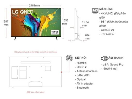 thong so ky thuat Tivi LG 98QNED89TSA 98 inch 4K QNED Smart