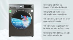 tinh nang May giat Casper WF 105I150BGB 10.5Kg long ngang inverter