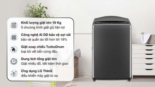 tinh nang May giat LG TV2519DV7B 19Kg long dung inverter