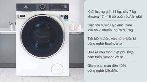 tinh nang May giat say Electrolux EWW1142Q7WB giat 11Kg say 7Kg long ngang inverter