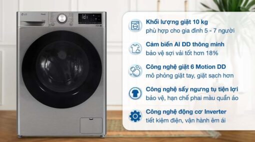 tinh nang May giat say LG FV1410D4P giat 10Kg say 6Kg long ngang inverter
