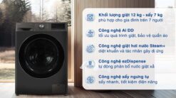 tinh nang May giat say LG FV1412H3BA 12Kg 7Kg long ngang inverter