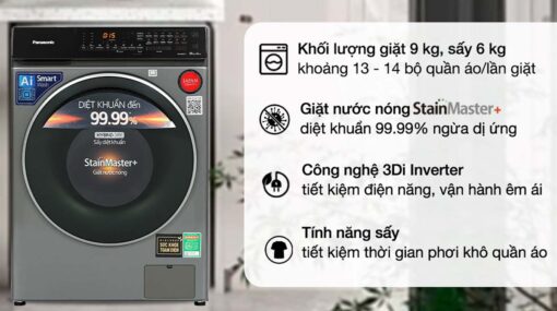 tinh nang May giat say Panasonic NA S96FC1LVT giat 9kg say 6kg long ngang