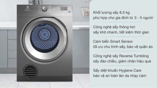 tinh nang May say quan ao Electrolux EDS854N3SB 8.5Kg