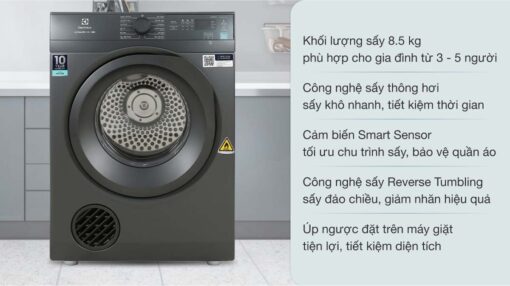 tinh nang May say quan ao Electrolux EDV854N3SB 8.5Kg