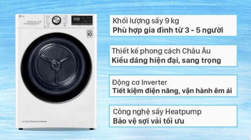 tinh nang May say quan ao LG DVHP09W 9Kg inverter