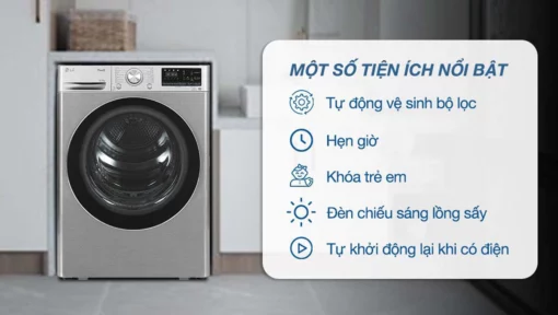 tinh nang May say quan ao LG DVHP50P 10.5Kg inverter
