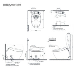 Bản vẽ kĩ thuật Bồn cầu điện tử TOTO CS903KVT T53P100VR NEOREST NX