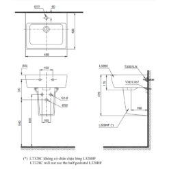 Bản vẽ kĩ thuật chậu lavabo TOTO LT328C