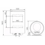 Bản vẽ kỹ thuật Bình nóng lạnh ARISTON ARI 200 VERT 530 THER MO VS EU 200L lít đứng treo tường gián tiếp