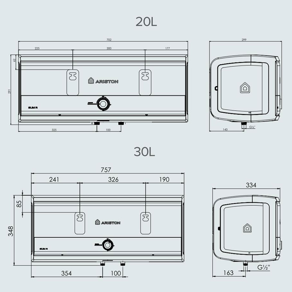 Bản-vẽ-kỹ-thuật-Bình-nóng-lạnh-ARISTON-SLIM3-20-30-R-AG+-20L-30L-lít-(SL3)-ngang-gián-tiếp